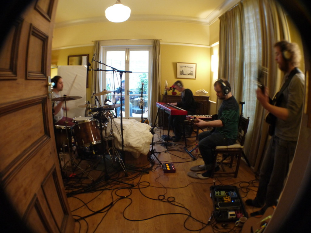 The Bedlam Six recording in their house studio